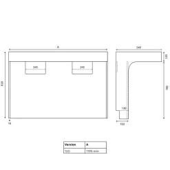 Meuble double vasque PMR EPURE 120 cm avec miroir led Elégance ht105 - Blanc brillant