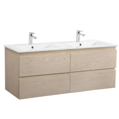 Meuble double vasque SORRENTO suspendu avec plan vasque en céramique 120cm