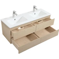 Meuble double vasque SORRENTO suspendu avec plan vasque en céramique 120cm