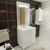 Meuble ECOLINE 70 cm avec plan vasque et miroir ELEG Plus ht105 - Blanc