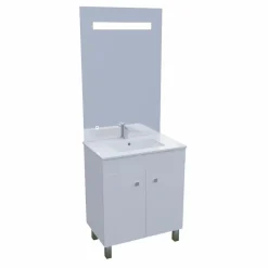 Meuble ECOLINE 70 cm avec plan vasque et miroir ELEG Plus ht105 - Blanc