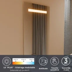 Meuble ECOLINE 70 cm avec plan vasque et miroir ELEG Plus ht105 - Blanc