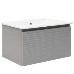 Meuble et vasque salle de bain strié Savona 98x43x44,8 cm gris mat (SAVONA100GM)
