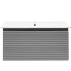 Meuble et vasque salle de bain strié Savona 98x43x44,8 cm gris mat (SAVONA100GM)
