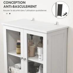 Meuble haut de salle de bain - armoire salle de bain - grande colonne salle de bain - 4 portes, 2 tiroirs - blanc