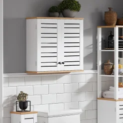 Meuble Haut de Salle de Bain avec 2 Portes Armoire Suspendue, BZR42-W, SoBuy