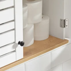 Meuble Haut de Salle de Bain avec 2 Portes Armoire Suspendue, BZR42-W, SoBuy