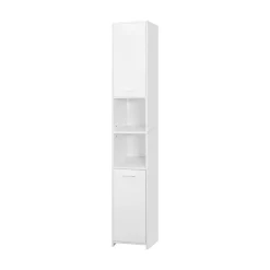 Meuble haute salle de bain colonne étroite de rangement blanc MDF 30x190x30 cm