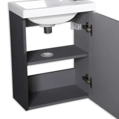 Meuble lave main vasque 40 cm gris laque Aquapixo