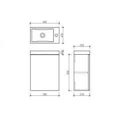 Meuble lave main vasque 40 cm gris laque Aquapixo