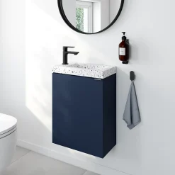 Meuble lave mains à poser bleu nuit mat l.44 x H.79 x P.23 cm, GoodHome Imandra