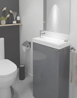 Meuble lave mains à poser gris l.44 x H.79 x P.23 cm, GoodHome Imandra