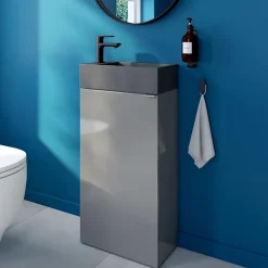 Meuble lave mains à poser gris l.44 x H.79 x P.23 cm, GoodHome Imandra