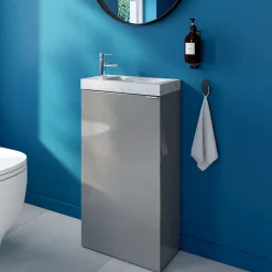 Meuble lave mains à poser gris l.44 x H.79 x P.23 cm, GoodHome Imandra