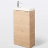 Meuble lave mains à poser effet chêne l.44 cm Imandra + plan vasque blanc résine Beni, GoodHome