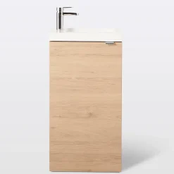 Meuble lave mains à poser effet chêne l.44 cm Imandra + plan vasque blanc résine Beni, GoodHome