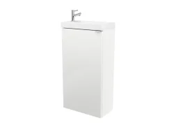 Meuble lave mains à poser blanc brillant l.44 cm Imandra + plan vasque blanc résine Beni, GoodHome