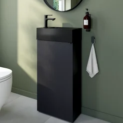 Meuble lave mains à poser noir mat l.44 x H.79 x P.23 cm, GoodHome Imandra