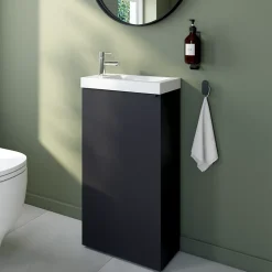 Meuble lave mains à poser noir mat l.44 x H.79 x P.23 cm, GoodHome Imandra