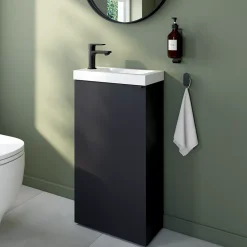 Meuble lave mains à poser noir mat l.44 x H.79 x P.23 cm, GoodHome Imandra