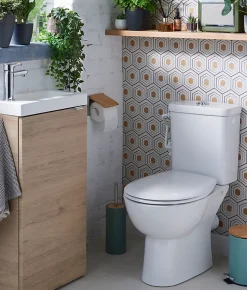 Meuble lave mains à poser effet chêne l.44 x H.79 x P.23 cm, GoodHome Imandra