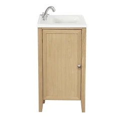 Meuble lave mains à poser placage chêne l.44 x H.80,6 x P.30 cm, GoodHome Perma