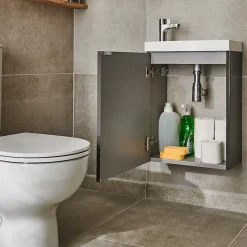 Meuble lave mains à suspendre GoodHome Imandra gris taupé L.44 x H.55 cm