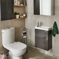 Meuble lave mains à suspendre GoodHome Imandra gris taupé L.44 x H.55 cm
