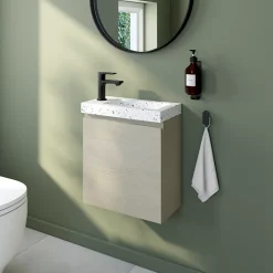 Meuble lave mains effet chêne l.45 x H.44 x P.21 cm, Calao