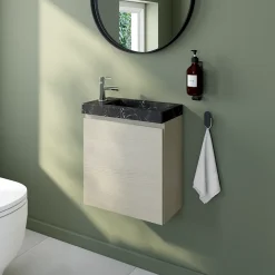Meuble lave mains effet chêne l.45 x H.44 x P.21 cm, Calao