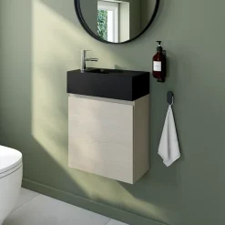 Meuble lave mains effet chêne l.45 x H.44 x P.21 cm, Calao