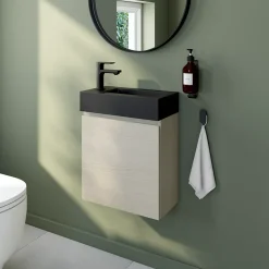 Meuble lave mains effet chêne l.45 x H.44 x P.21 cm, Calao