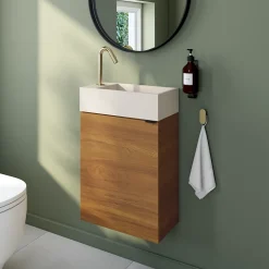 Meuble lave mains suspendu effet noyer l.44 x H.55 x P.23 cm, GoodHome Imandra