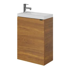 Meuble lave mains suspendu effet noyer l.44 x H.55 x P.23 cm, GoodHome Imandra