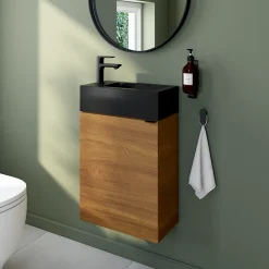 Meuble lave mains suspendu effet noyer l.44 x H.55 x P.23 cm, GoodHome Imandra
