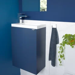 Meuble lave mains suspendu bleu nuit mat l.44 x H.55 x P.23 cm, GoodHome Imandra