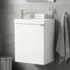 Meuble lave mains suspendu blanc brillant l.44 cm Imandra + plan vasque blanc résine Beni, GoodHome
