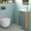 Meuble lave mains suspendu vert toundra + plan vasque l.46 x H.69 x P.23 cm, ouverture à droite, Decotec Havana