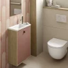 Meuble lave mains suspendu tarracotta mat + plan vasque l.46 x H.69 x P.23 cm, ouverture à gauche, Decotec Havana