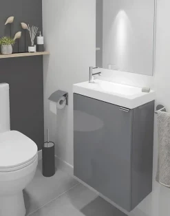 Meuble lave mains suspendu gris l.44 x H.55 x P.23 cm Imandra, GoodHome Imandra