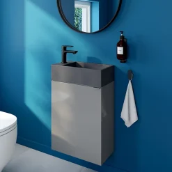 Meuble lave mains suspendu gris l.44 x H.55 x P.23 cm Imandra, GoodHome Imandra
