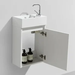 Meuble lave-main salle de bain design SIENA largeur 40 cm blanc laque