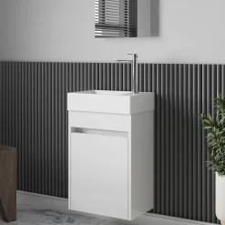 Meuble lave-main salle de bain design MESSINA largeur 45 cm blanc laque