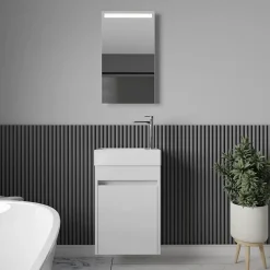 Meuble lave-main salle de bain design MESSINA largeur 45 cm blanc laque
