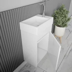 Meuble lave-main salle de bain design MESSINA largeur 45 cm blanc laque