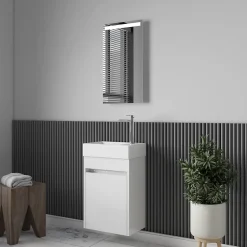 Meuble lave-main salle de bain design MESSINA largeur 45 cm blanc laque