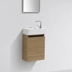 Meuble lave-main salle de bain design SIENA largeur 40 cm chêne clair texture