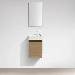 Meuble lave-main salle de bain design SIENA largeur 40 cm chêne clair texture