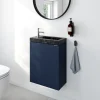 Meuble lave-mains à poser bleu nuit mat l.44 cm Imandra + plan vasque effet marbre noir, GoodHome