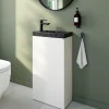 Meuble lave-mains à poser blanc mat l.44 cm Imandra + plan vasque effet marbre noir, GoodHome